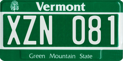 VT license plate XZN081