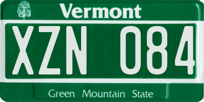 VT license plate XZN084