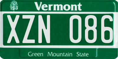 VT license plate XZN086