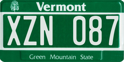 VT license plate XZN087