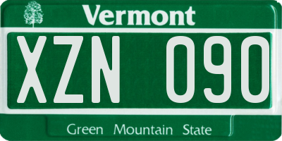 VT license plate XZN090