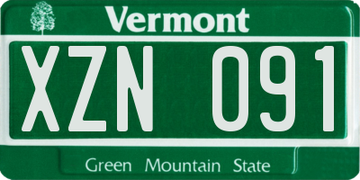 VT license plate XZN091