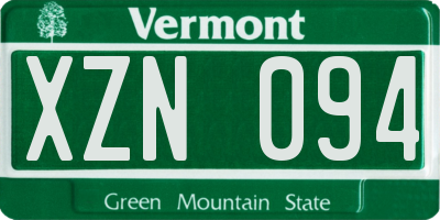 VT license plate XZN094