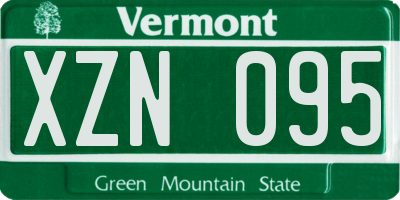 VT license plate XZN095