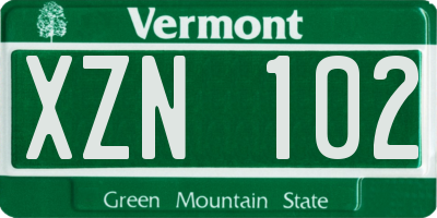 VT license plate XZN102