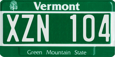 VT license plate XZN104