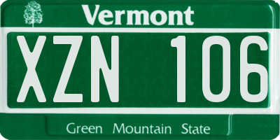 VT license plate XZN106