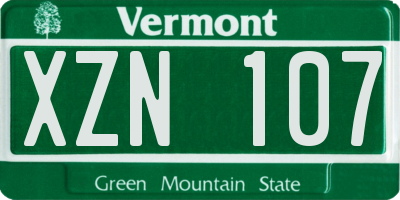 VT license plate XZN107