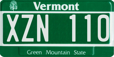 VT license plate XZN110