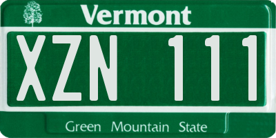 VT license plate XZN111