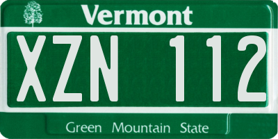 VT license plate XZN112