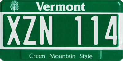 VT license plate XZN114