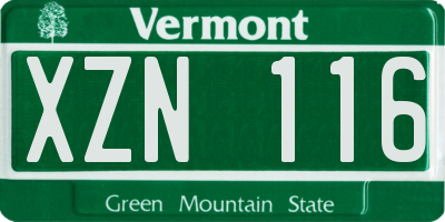 VT license plate XZN116