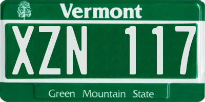 VT license plate XZN117