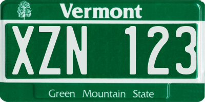VT license plate XZN123