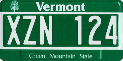 VT license plate XZN124