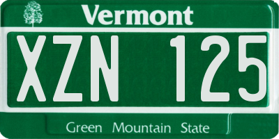 VT license plate XZN125