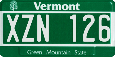 VT license plate XZN126
