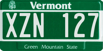 VT license plate XZN127