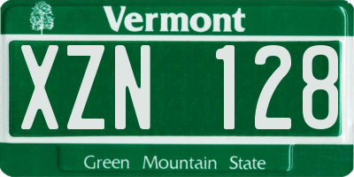 VT license plate XZN128