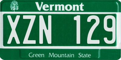 VT license plate XZN129