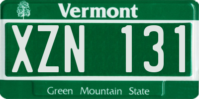 VT license plate XZN131