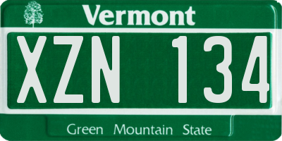 VT license plate XZN134