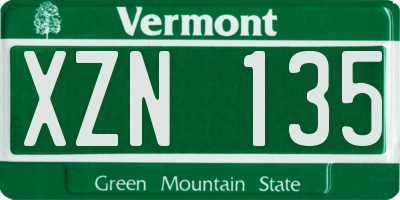 VT license plate XZN135