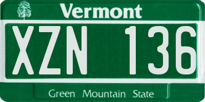 VT license plate XZN136