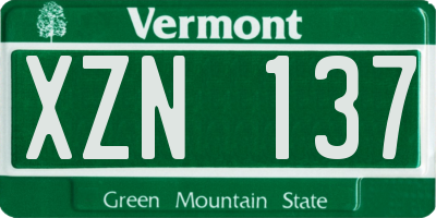 VT license plate XZN137