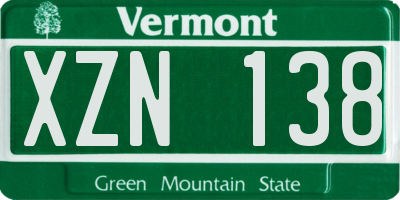 VT license plate XZN138
