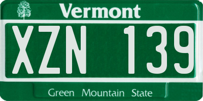 VT license plate XZN139