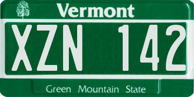 VT license plate XZN142
