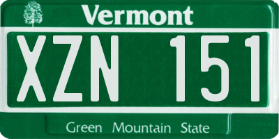 VT license plate XZN151