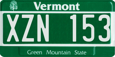 VT license plate XZN153