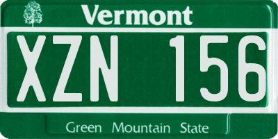 VT license plate XZN156