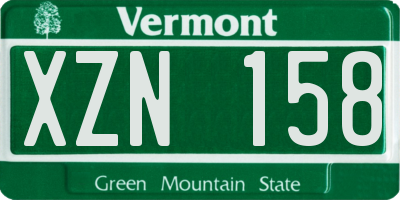 VT license plate XZN158