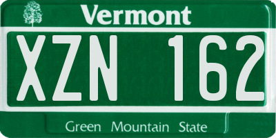 VT license plate XZN162