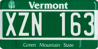VT license plate XZN163