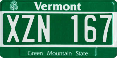 VT license plate XZN167