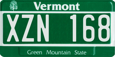 VT license plate XZN168
