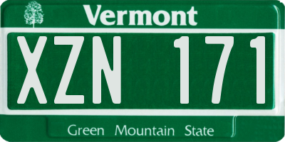 VT license plate XZN171