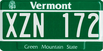VT license plate XZN172