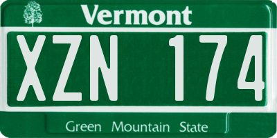 VT license plate XZN174