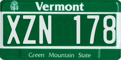 VT license plate XZN178