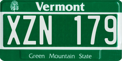 VT license plate XZN179