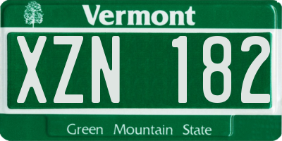 VT license plate XZN182