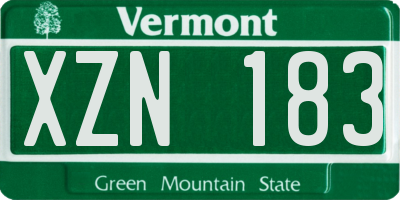 VT license plate XZN183