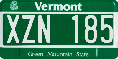 VT license plate XZN185