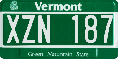 VT license plate XZN187